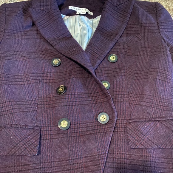Veronica Beard Farley Dickey Jacket, Aubergine Purple Plaid, Size 10 *READ* - Picture 6 of 9